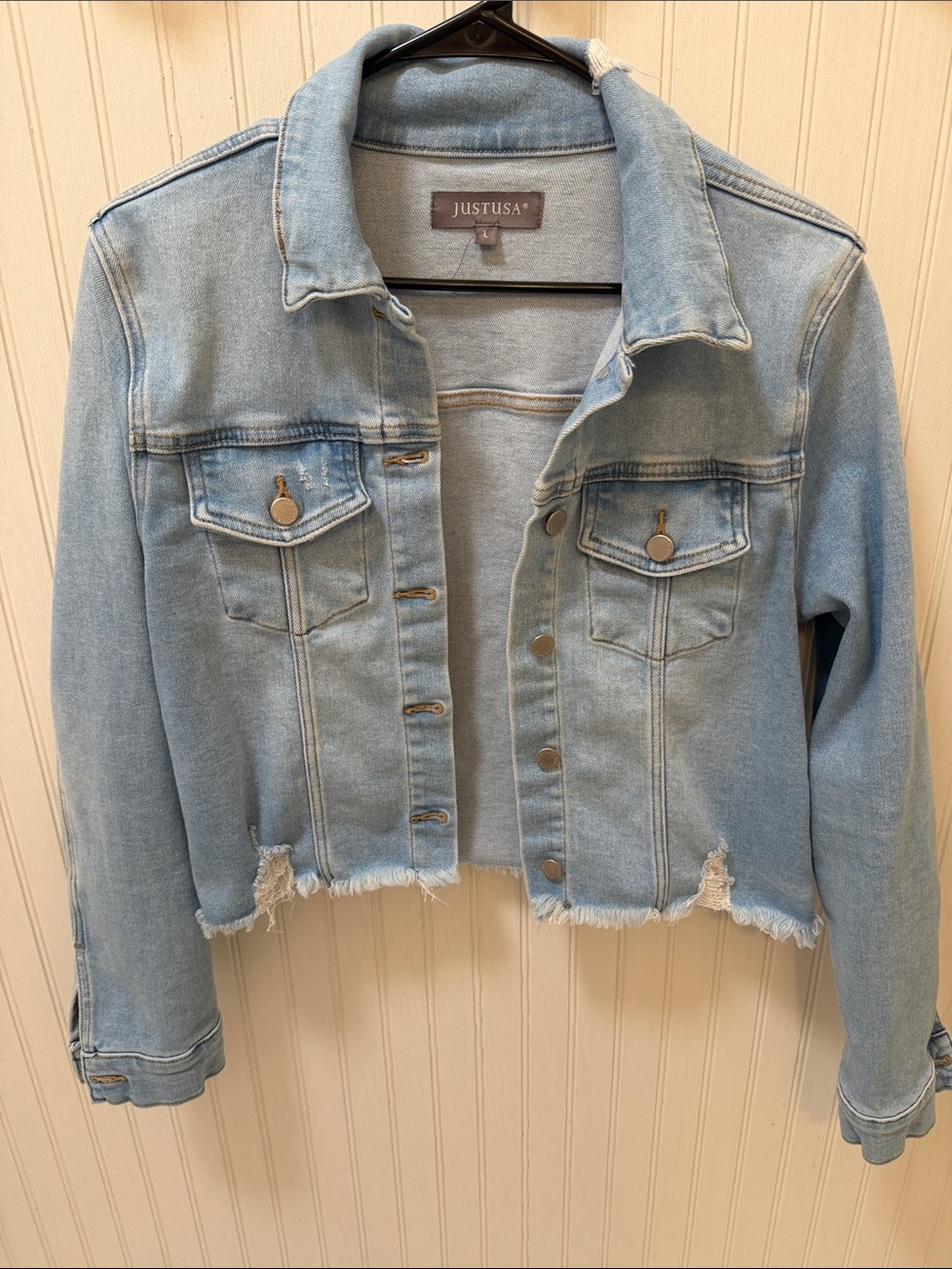Denim jacket Just USA women’s distressed denim